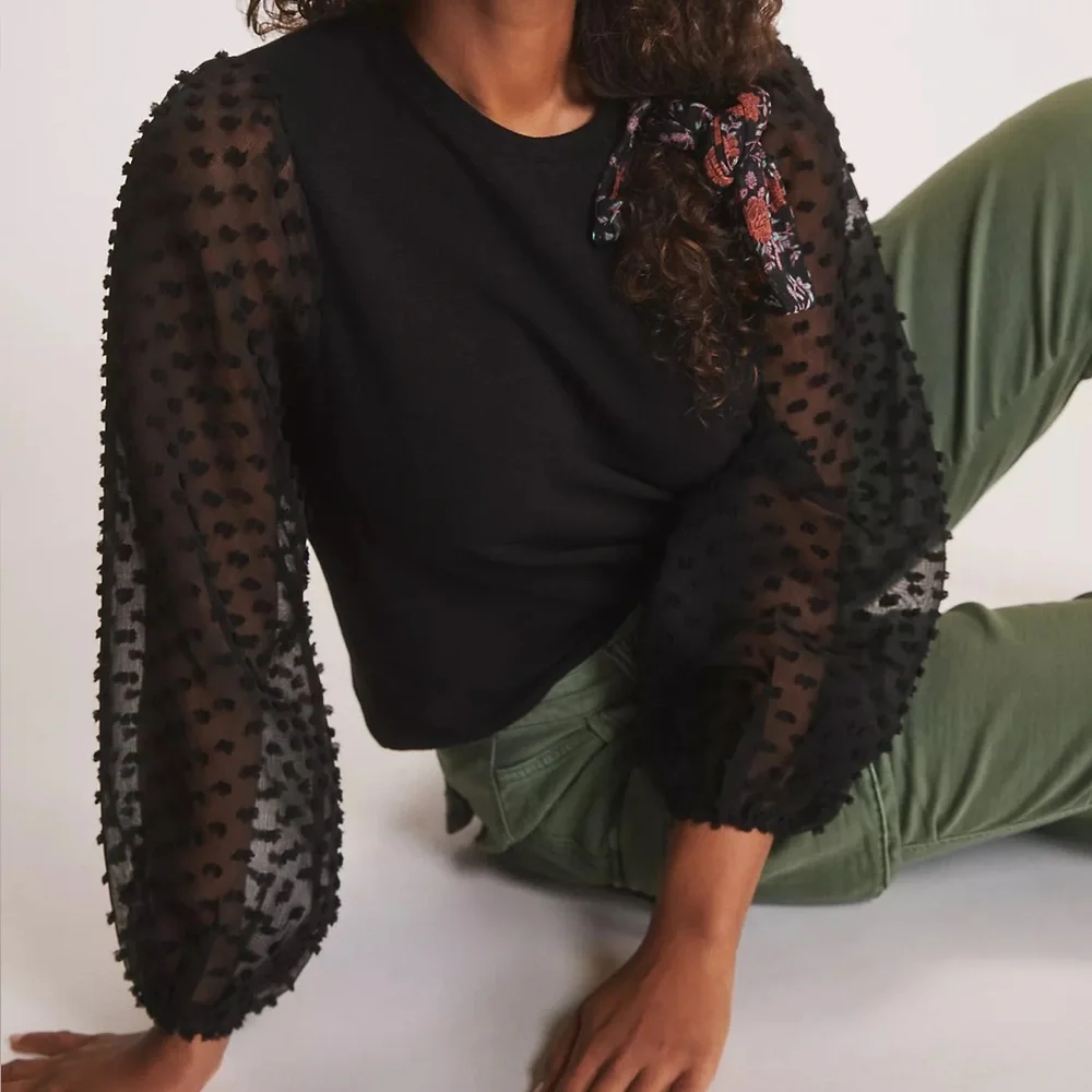 Maeve Textured-Sleeve Top | Anthropologie | Size S